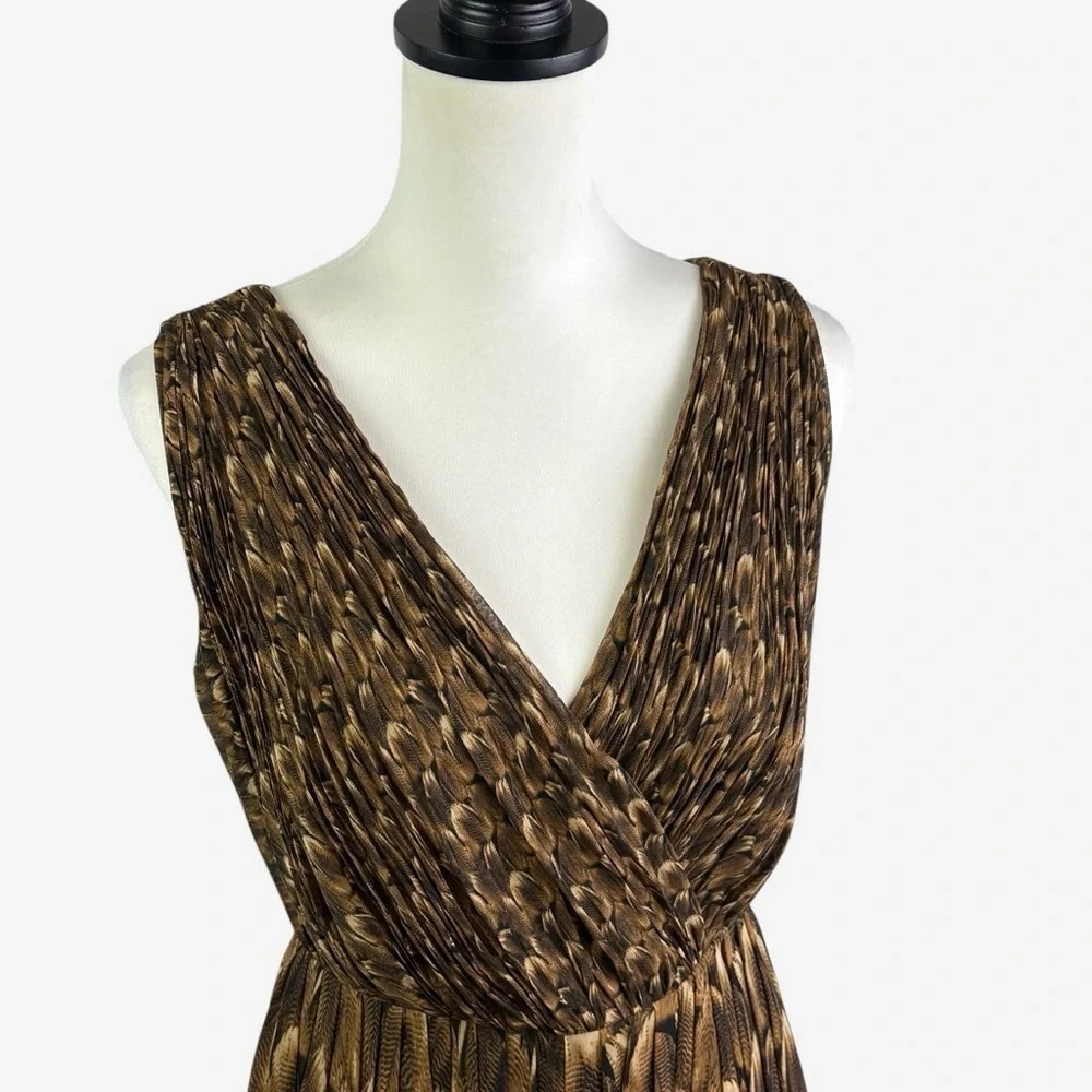 NWT Talbots Sleeveless V-Neck Dress Knee Length Size 8P Brown